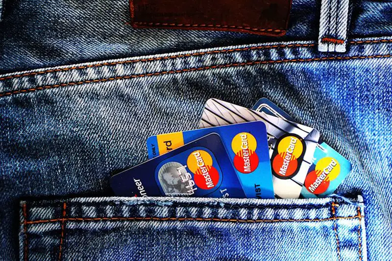 Credit cards inside the pocket jeans