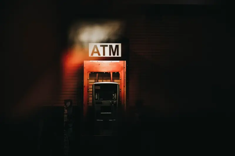 ATM machine at night