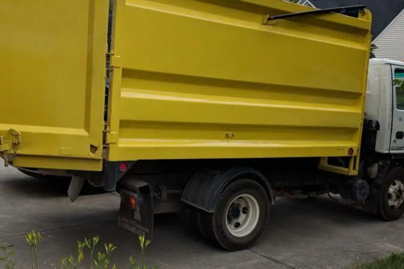 Yellow truck garbage collector