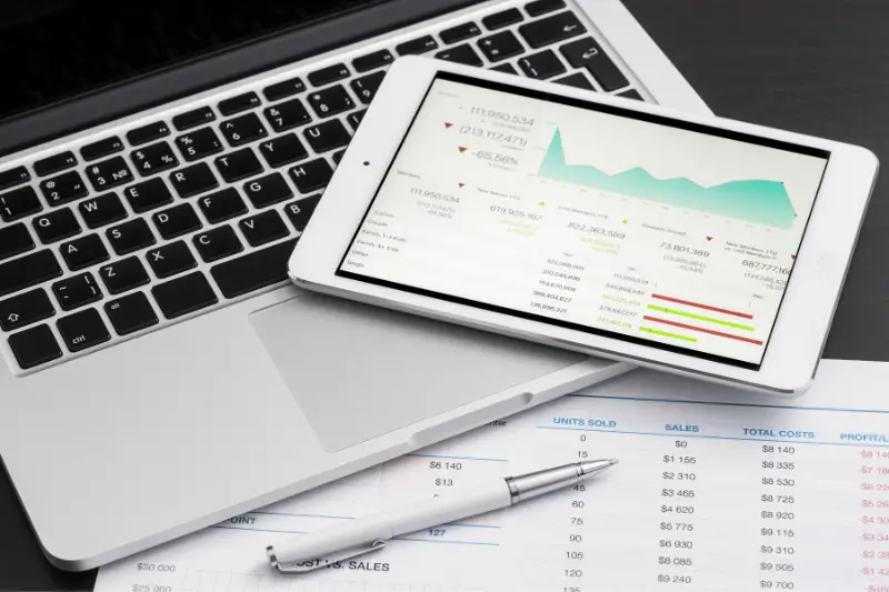 Business analytic with tablet pc and laptop computer