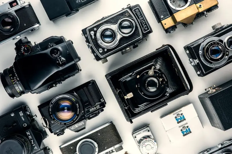 Gray and black cameras