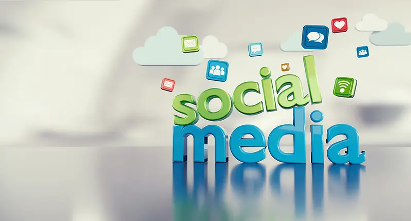 Social media 3D text with icons