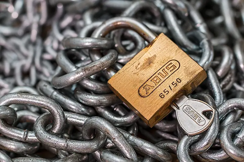 Gold-colored Abus Padlock With Key