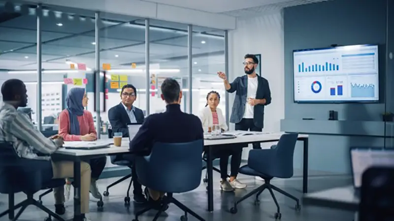 Team meeting inside conference room