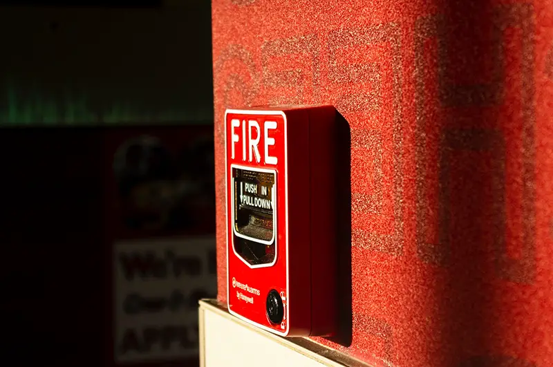 a fire alarm inside the building