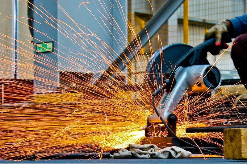 Welding steel inside industrial building