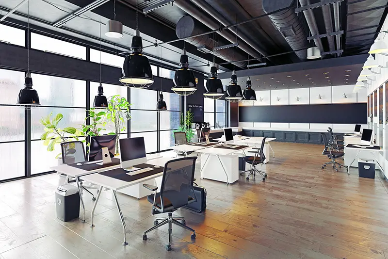 modern cozy loft office interior.