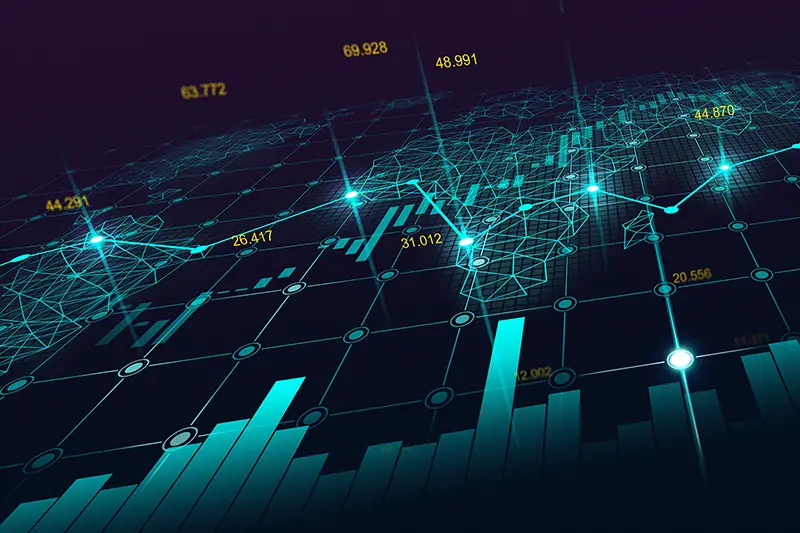 Stock market or forex trading graph