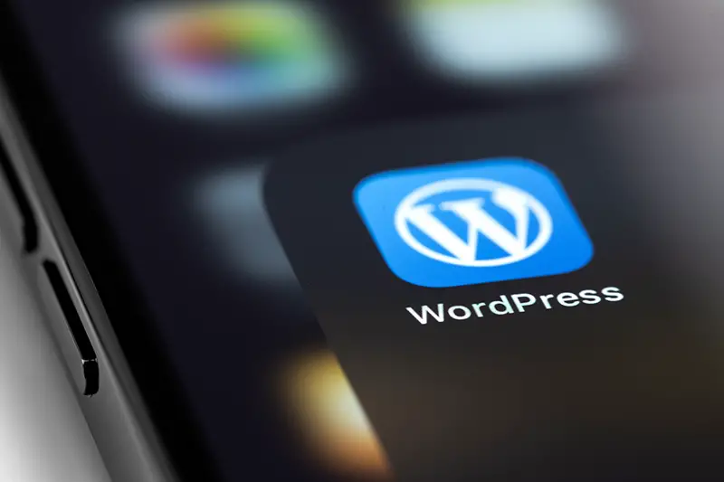 WordPress mobile icon app on screen 