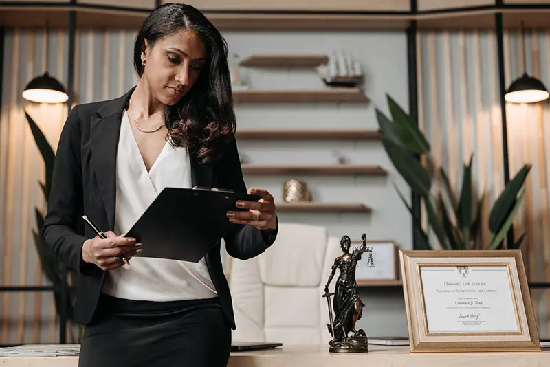 A Woman in Black Blazer Holding a Clipboard