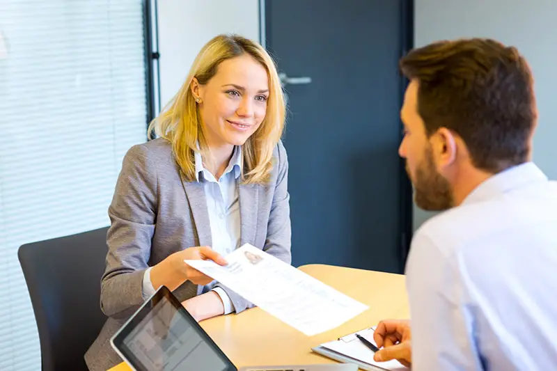 Young woman in the job interview