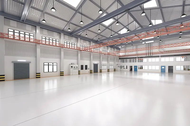 Empty warehouse storage building