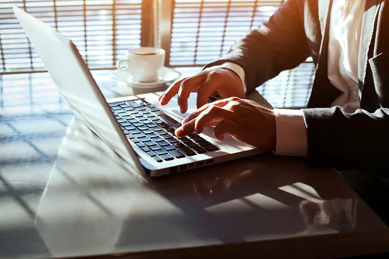 Businessman working on laptop