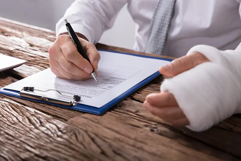 Close-up Of A Businessperson With Broken Arm