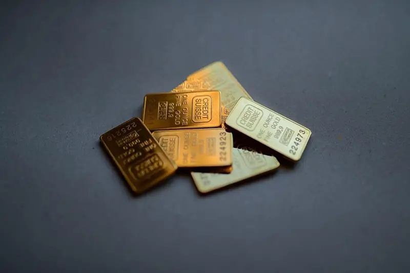 Gold bar gray background