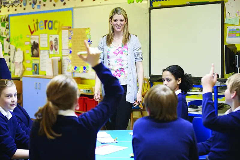Female teacher teaching kids inside the classroom