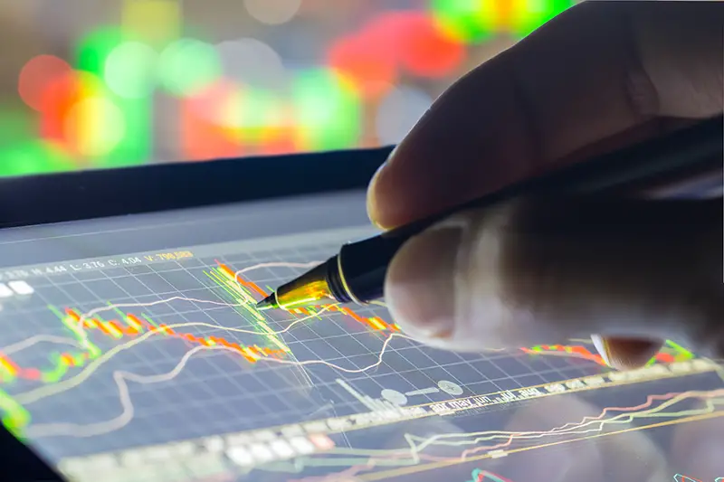 Financial data on a monitor,