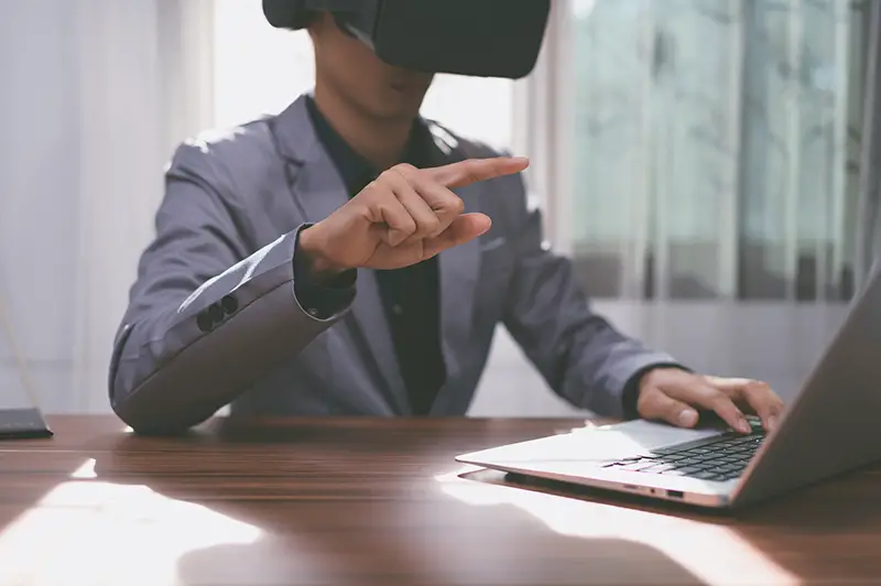 Use Virtual Reality glasses to work with the virtual metaverse world.