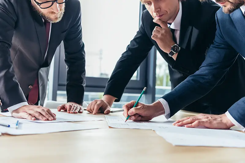 Businessmen working in office