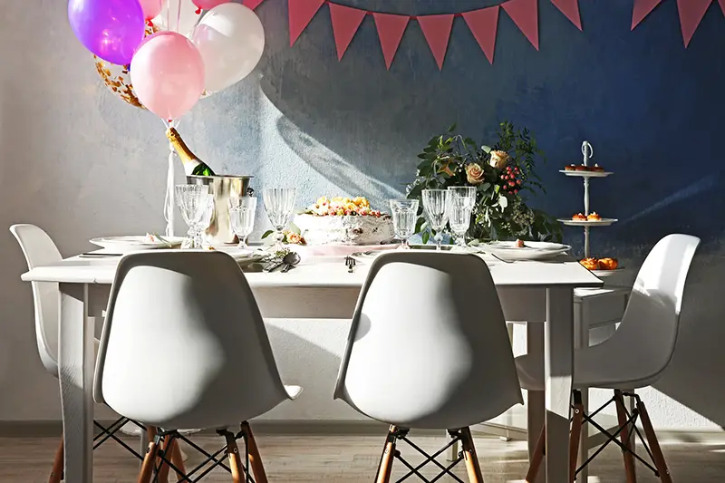 Table served for Birthday dinner in living room