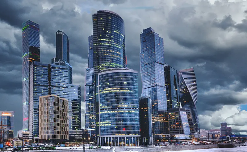 view of buildings and night city lights