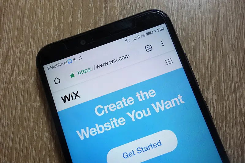 Wix website sign up page