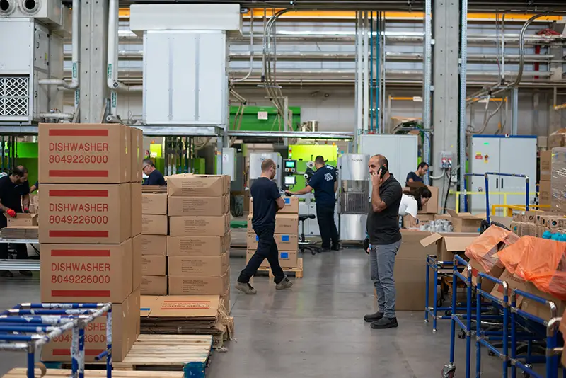 People working at the SodaStream factory in Israel