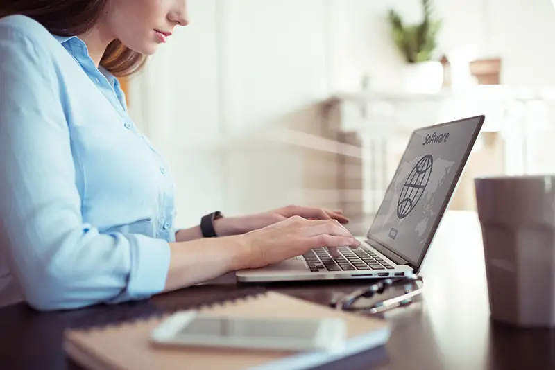 Businesswoman working with laptop 