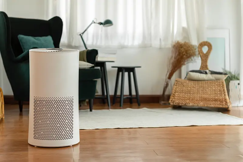 Air purifier in cozy white Living room