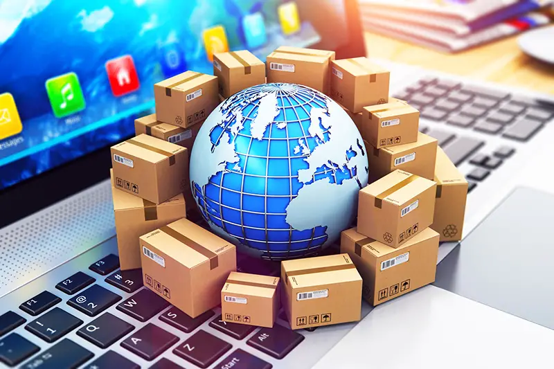 Creative abstract shipping, delivery and logistics technology