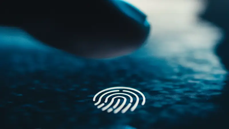 Close up of biometrical finger print scanner