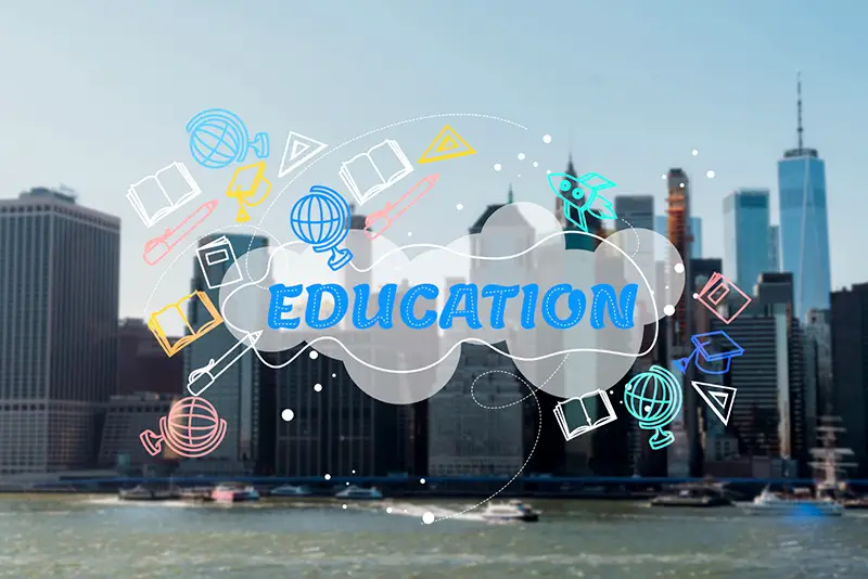 City committed to education collage concept