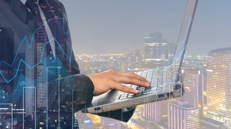 Businessman using laptop