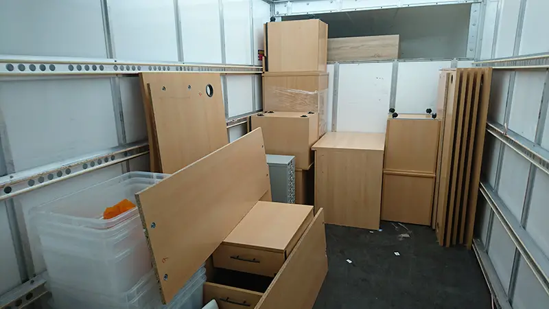 Storage room with brown big boxes