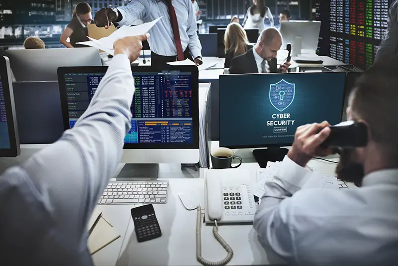 Cyber security team working in the office