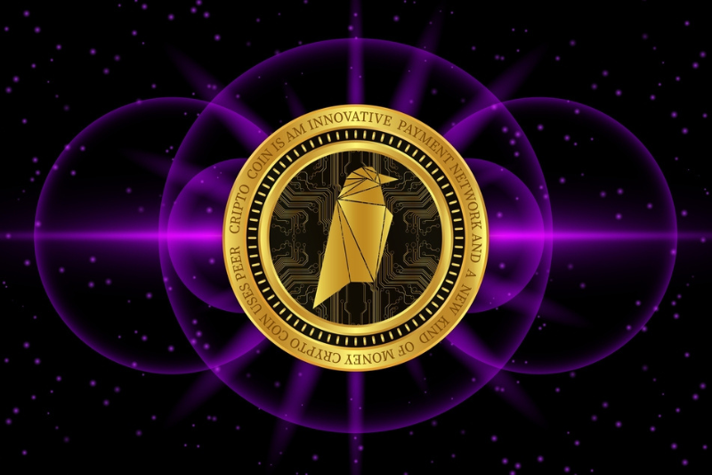 Ravencoin-rvn cryptocurrency images on digital background illustration