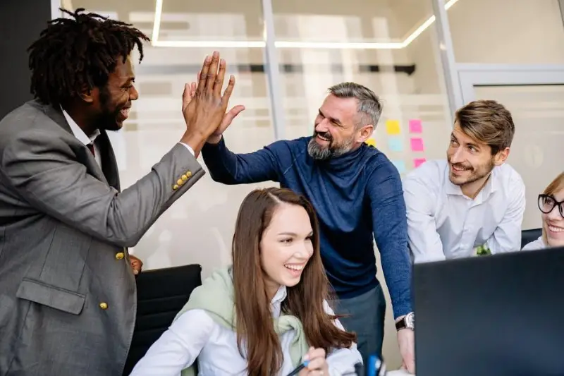 Happy employees in the office