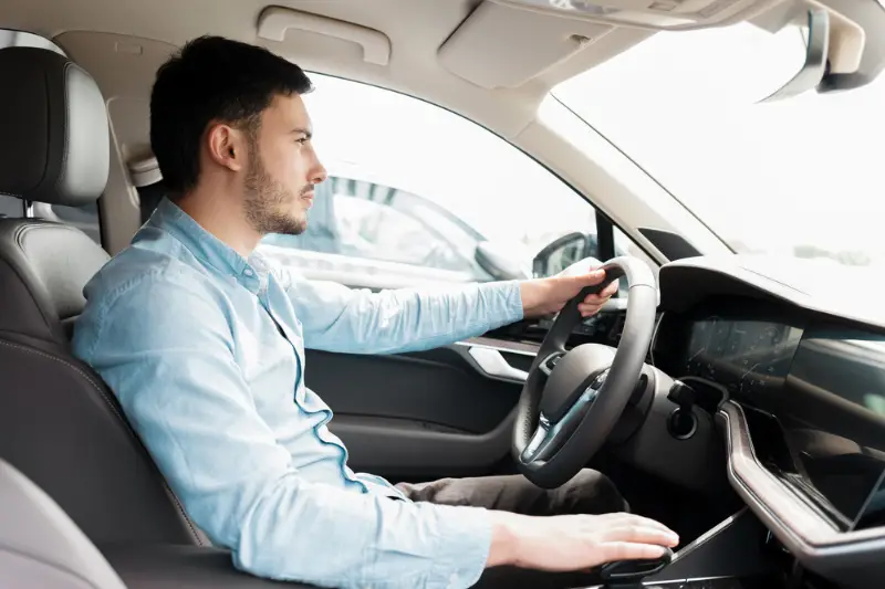 Man driving car