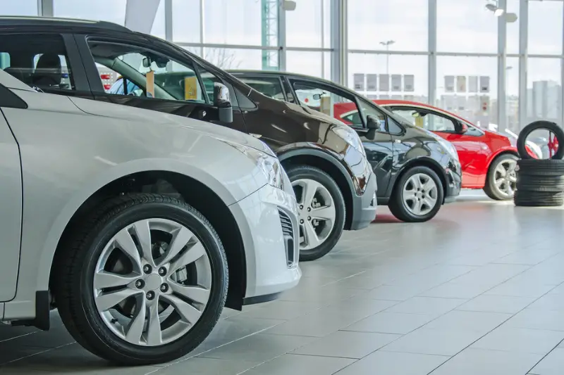 Several new cars at dealership salon