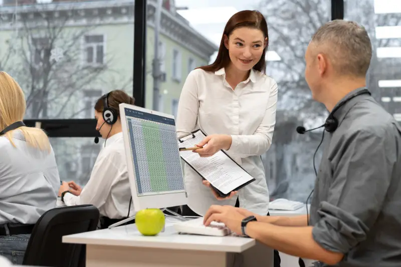 work environment in a call center office