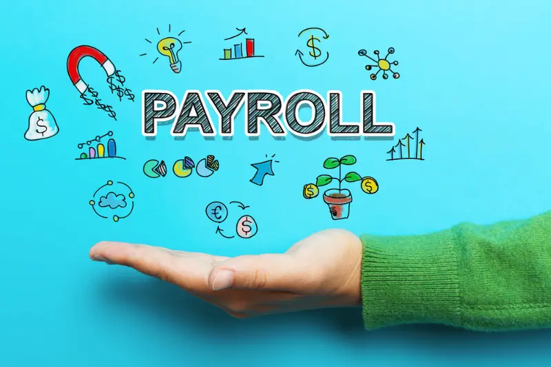 Payroll concept with hand