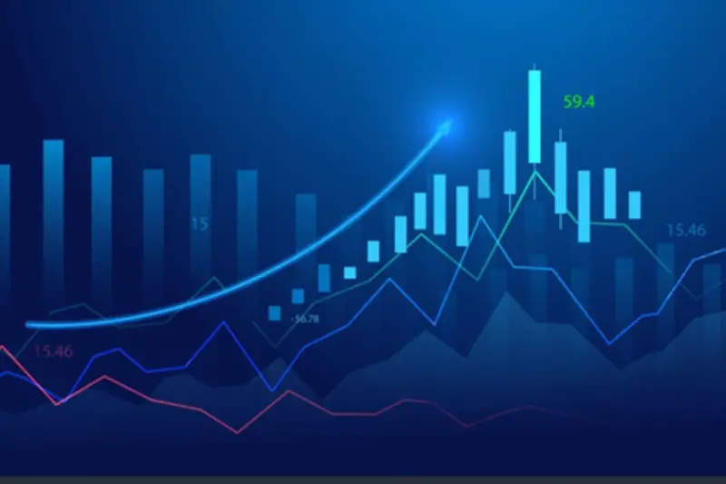 Trading graph blue background