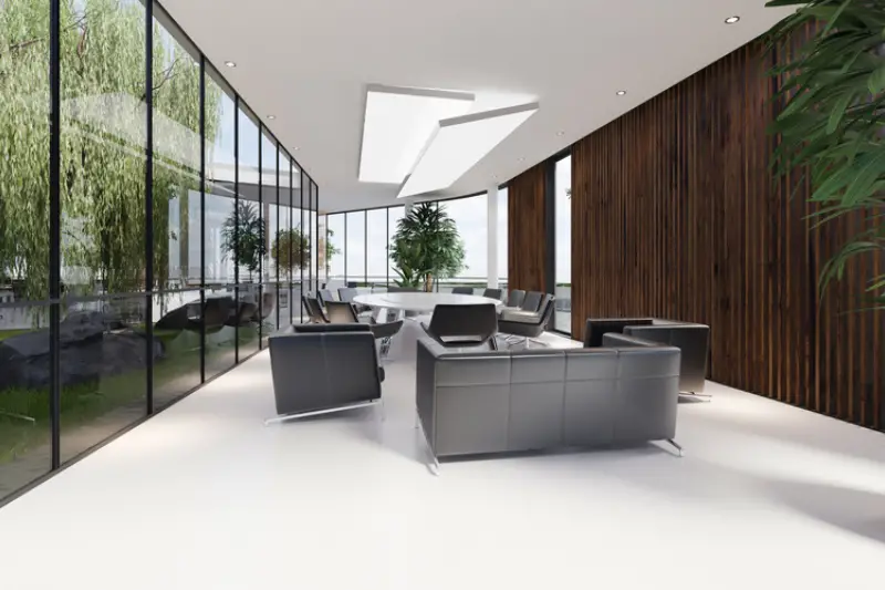 Modern office with plenty of green plants