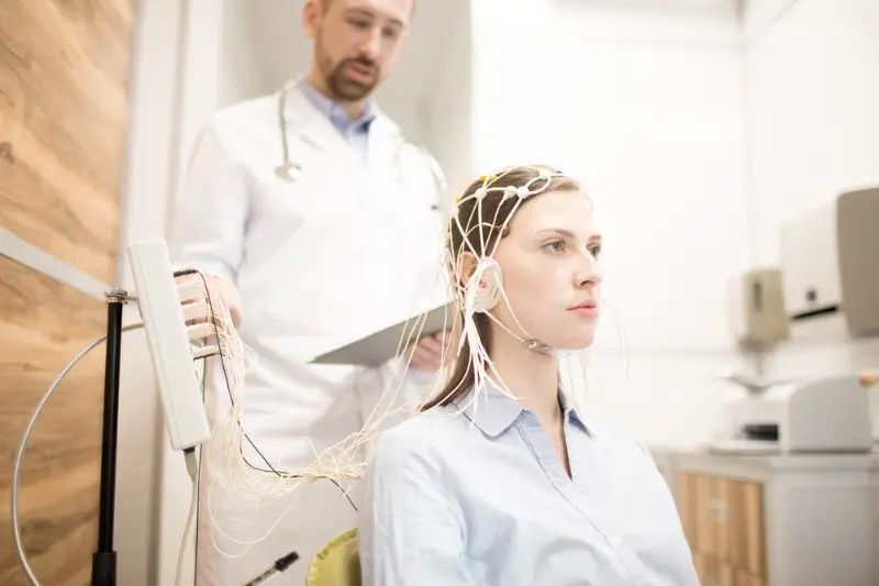 Young patient with electrode on head