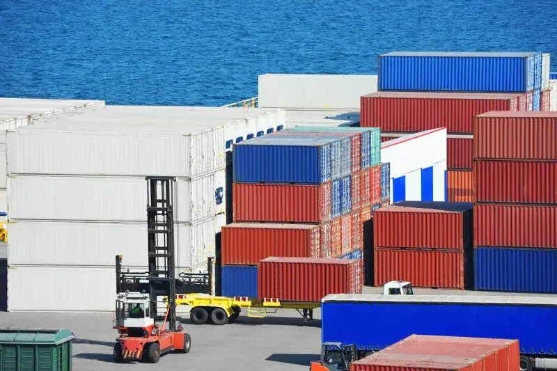 Cargo container in port