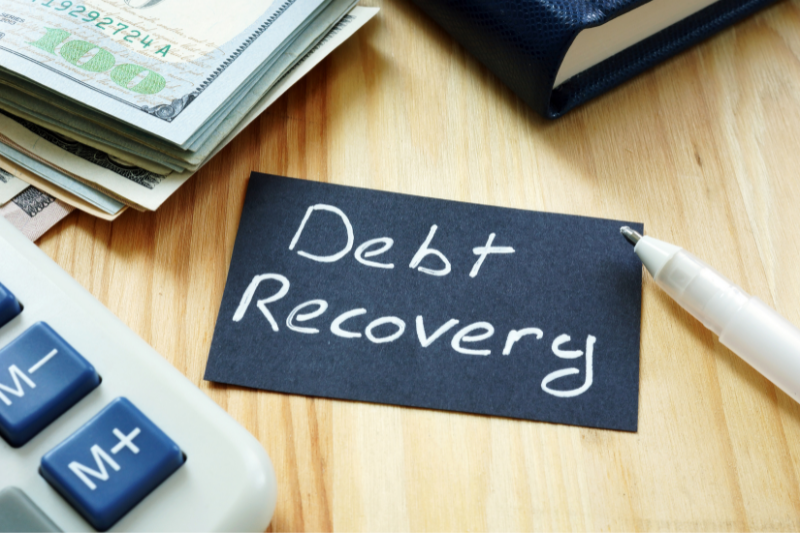Text sign showing hand written words Debt recovery