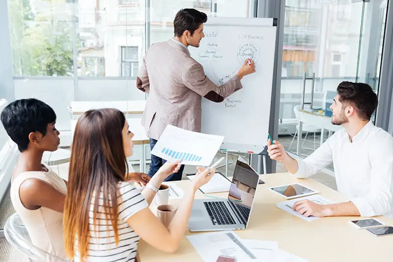 Successful young business team in the training room