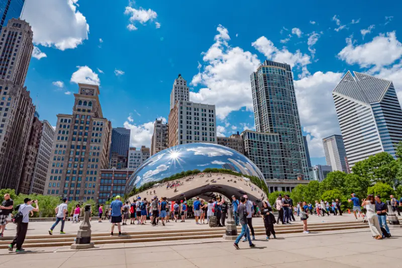 Millennium Park in Chicago with famous Cloud Gate