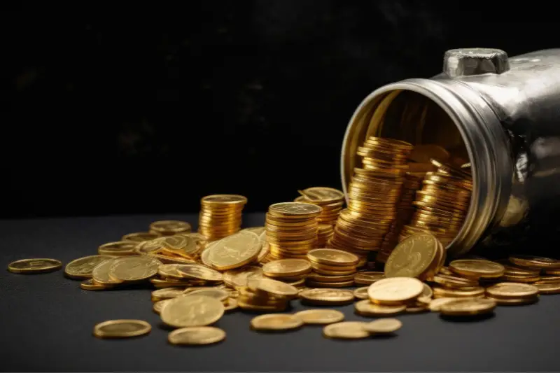 pile of gold coins,coins on the table