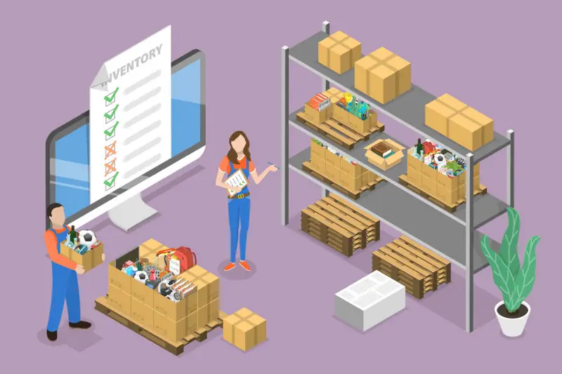 3D Isometric Flat Vector Conceptual Illustration of inventory management